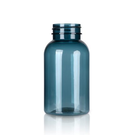 Food Grade Translucent dark blue PET Plastic bullet Bottle Customized Logo Supplement Tablet Empty Bottle
